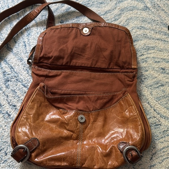 Vintage Fossil leather and canvas keeper Crossbody purse - Picture 2 of 6